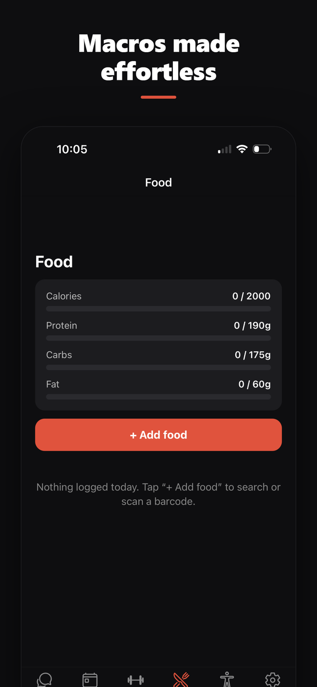 Food log with macros